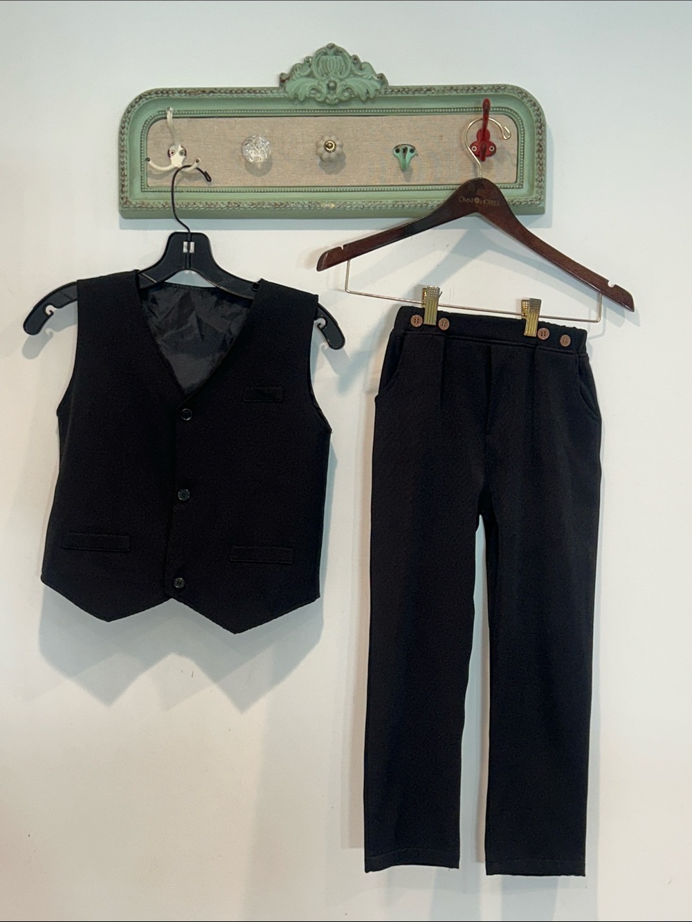 Classic Black little gentleman Boys formal Vest & Trousers Set size 7/8 2 piece